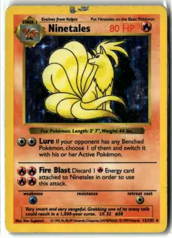 Ninetales ⭐ 12/102 Holo Rare Base Set Shadowless 1999 Pokemon MP/HP - Image 1