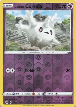 GALARIAN CORSOLA 117/264 C FUSION STRIKE POKEMON REVERSE HOLO MP - Image 1