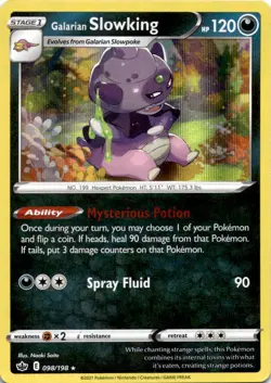 GALARIAN SLOWKING 098/198 HOLO R CHILLING REIGN POKEMON HOLO MP - Image 1