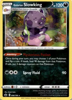 GALARIAN SLOWKING 098/198 HOLO R CHILLING REIGN POKEMON HOLO MP - Image 1