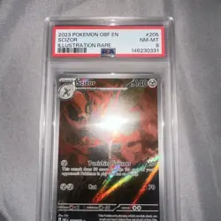 Pokemon 2023 Obsidian Flames Illustration Rare SCIZOR #205 PSA 8 RARE - Image 1