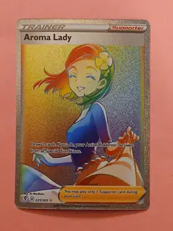 Pokemon Sword & Shield Evolving Skies Aroma Lady 221/203 Rainbow Secret Rare - Image 1
