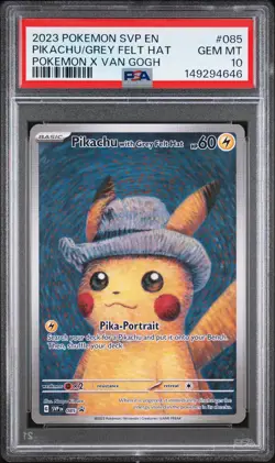 2023 POKEMON SVP EN-SV BLACK STAR PROMO #085 PIKACHU WITH GREY FELT HAT PSA 10 - Image 1