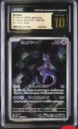 CGC 10 Pristine Mewtwo 183/165 AR Art Rare 151 sv2a Pokemon Card - Image 1