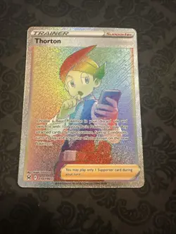 Thorton Rainbow Secret Rare Full Art Trainer 210/196 Lost Origin Card - Image 1