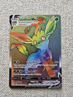 Pokemon Card - Leafeon VMAX Evolving Skies 204/203 Secret Rare NM - Image 1