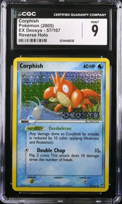 Pokemon Corphish 57/107 EX Deoxys Reverse Holo Stamped CGC 9 MINT - Image 1