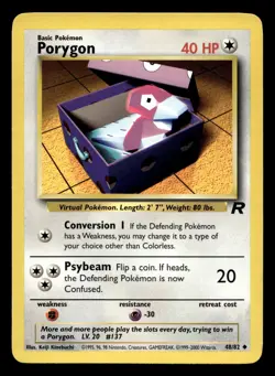 Porygon 48/82 Uncommon Team Rocket WOTC Pokemon LP - Image 1