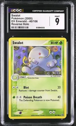 Pokemon Swalot 40/106 EX Emerald Reverse Holo Stamped CGC 9 MINT - Image 1
