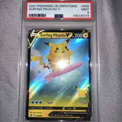 Surfing Pikachu V PSA 9 MINT 2021 Pokemon Celebrations 008/025 - Image 1
