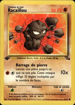 Geodude (Racaillou) - French WOTC 1st Edition Fossil 47/62 - LP - Pokemon - Image 1