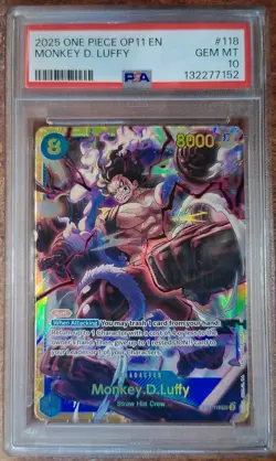 2025 One Piece OP11 Monkey D. Luffy SEC Parallel Alt Art PSA 10 GEM MT - Image 1