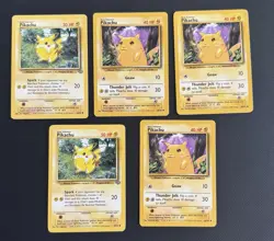 Vintage Pokemon Card Pikachu Bundle x5 Base Set Jungle WOTC 1999 LP MP Mixed Lot - Image 3