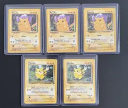 Vintage Pokemon Card Pikachu Bundle x5 Base Set Jungle WOTC 1999 LP MP Mixed Lot - Image 4