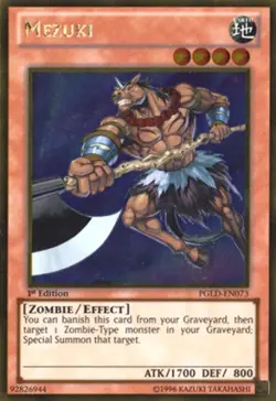 Yugioh! LP Mezuki - PGLD-EN073 - Gold Rare - 1st Edition Lightly Played, English - Image 1