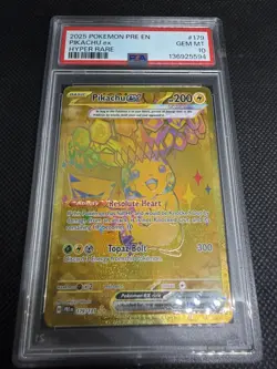 2025 POKEMON PRE EN-PRISMATIC EVOLUTIONS HYPER RARE #179 PIKACHU EX PSA 10 - Image 1