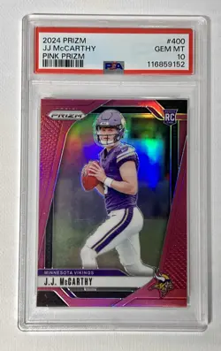 2024 JJ McCarthy Rookie Pink Prizm #400 PSA 10 - Image 1