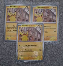 3 x Pikachu At The Museum Jumbo Pomo Cards - Image 1