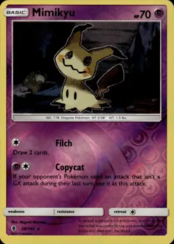 Pokemon TCG Reverse Holo Card Mimikyu SM - Guardians Rising 58/145 - Image 1