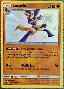 LUCARIO - SV22/SV94 - Pokemon Hidden Fates Sun & Moon Shiny Rare - (almost) NM - Image 1