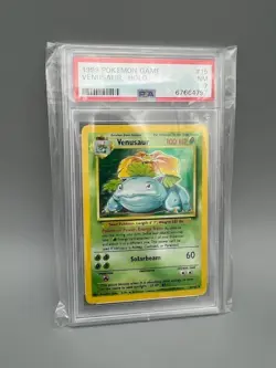 Original 1999 Pokemon Game Base Set Venusaur HOLO #15 PSA 7 NM Near Mint - Image 1