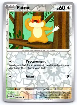 Pokemon Patrat SV: White Flare (WHT) Common Reverse Holofoil 072/086 NM - Image 1