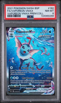 2021 POKEMON SWSH BLACK STAR PROMO #182 FULL ART/VAPOREON VMAX PSA 8 - Image 1