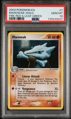 2004 POKEMON EX FIRE RED & LEAF GREEN #7 MAROWAK-HOLO PSA 10 - Image 1