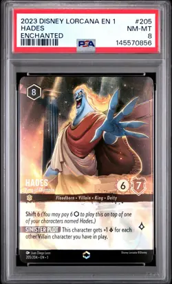 2023 Disney Lorcana Hades King of Olympus Enchanted #205 - PSA 8 - Image 1