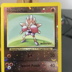 Hitmonchan #2 Best of Game WINNER Stamp Rev Holo Pokemon TCG - NM Swirl 🌪 - Image 3