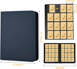Trading Card Binder 16 Pocket, PU Cover Card Binder for 1000+ Cards, Premium Tr - Image 2