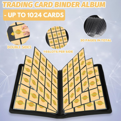 Trading Card Binder 16 Pocket, PU Cover Card Binder for 1000+ Cards, Premium Tr - Image 4