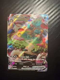 Pokemon TCG Snorlax VMAX Holo Ultra Rare Card Sword & Shield Base Set 142/202 - Image 1