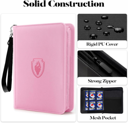 Premium 4 Pocket Zip Card Binder, Trading Card Binder for 320 Cards, Portable PU - Image 2