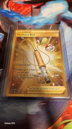 Ordinary Rod 215/202 Sword & Shield NM Full Art Gold Secret Rare Pokemon Card - Image 1