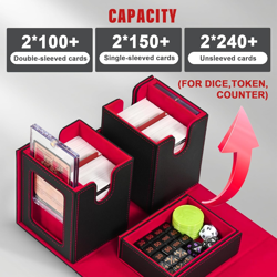 Deck Box for MTG with Commander Display, 3 in 1 Trading Card Storage Box Fit 200 - Image 2