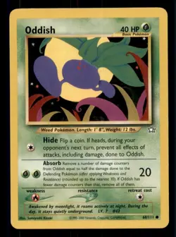 3X Pokemon Card Oddish Neo Genesis 68/111 LIGHTLY PLAYED Non-Holo Common TCG!!!! - Image 1