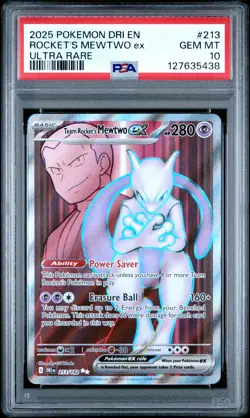 2025 POKEMON DRI EN-DESTINED RIVALS ULTRA RARE TEAM ROCKET'S MEWTWO EX PSA 10 - Image 1