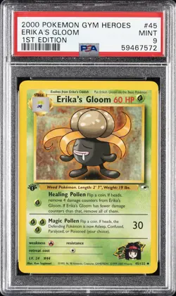 2000 POKEMON GYM HEROES 1ST EDITION #45 ERIKA'S GLOOM PSA 9 - Image 1