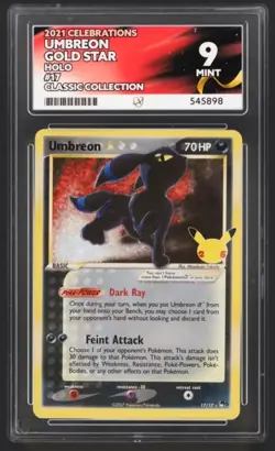 Pokemon TCG Umbreon Gold Star 17/17 Celebrations Ace Mint 9 - Image 1