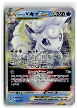 2022 Pokemon - Sword & Shield Silver Tempest Alolan Vulpix VSTAR #34/195 - Image 1