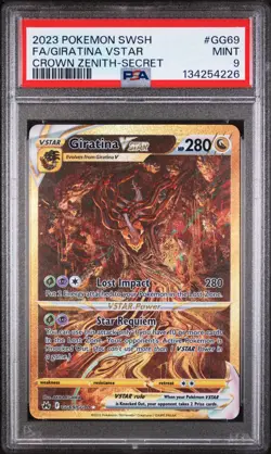 2023 POKEMON SWORD AND SHIELD CROWN ZENITH GG69 GIRATINA VSTAR SECRET PSA 9 - Image 1