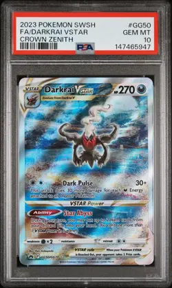 2023 POKEMON SWORD & SHIELD CROWN ZENITH #GG50 FULL ART/DARKRAI VSTAR PSA 10 - Image 1