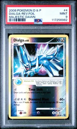 2008 POKEMON DP MAJESTIC DAWN DIALGA #4 REVERSE FOIL PSA 9 MINT #117256982 - Image 1