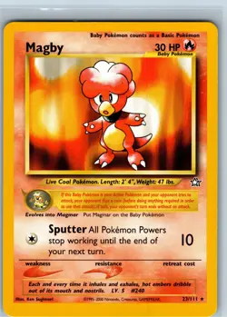 Pokemon TCG Magby Neo Genesis 23/111 Regular Rare Unlimited MP - Image 1