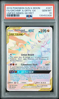 2019 POKEMON SUN & MOON UNIFIED MINDS FULL ART/GARCHOMP & GIRATINA GX PSA 10 - Image 1