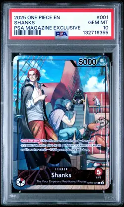 2025 ONE PIECE PROMOS PSA MAGAZINE EXCLUSIVE #001 SHANKS PSA 10 - Image 1