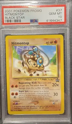 Pokemon TCG 2001 Hitmontop Wizards Black Star Promos Card #37 PSA 10 - Image 1