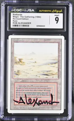 MTG Badlands Revised *Shadow Signed* Rob Alexander Dual Land EDH GRADED 9 MINT - Image 1