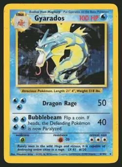 Base Set Gyarados #006/102 Holo Rare Pokemon Card - Image 1